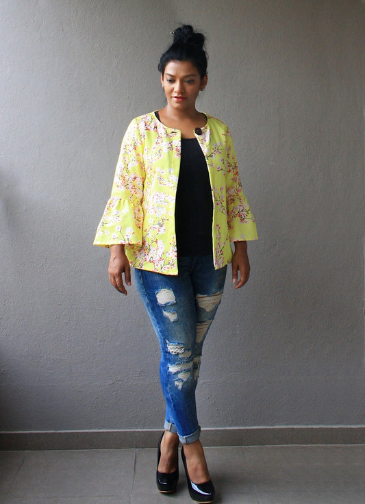 Yellow Bell Sleeve Shrug